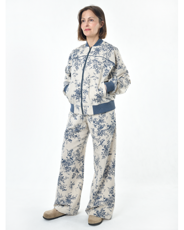 Жакет из льна женский #026, ткань "Райский сад"