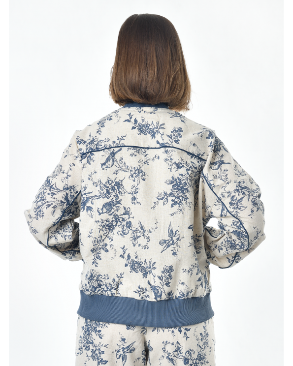 Жакет из льна женский #026, ткань "Райский сад"