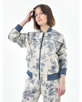 Жакет из льна женский #026, ткань "Райский сад"