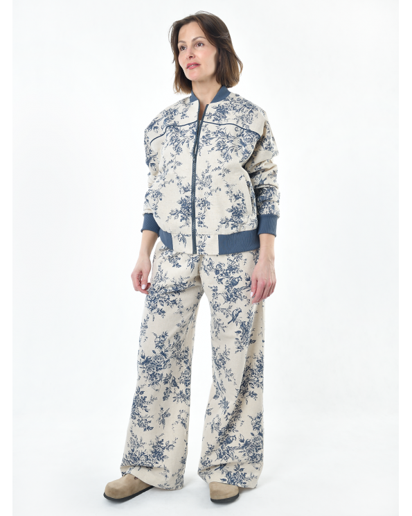 Жакет из льна женский #026, ткань "Райский сад"