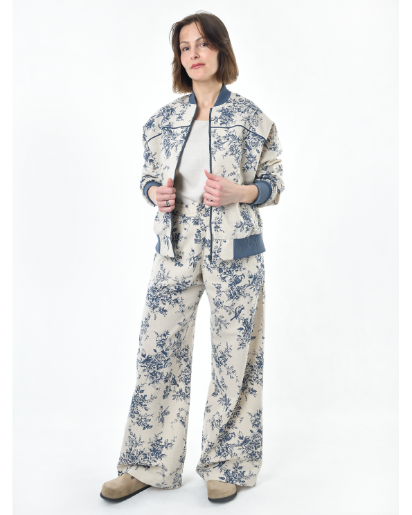 Жакет из льна женский #026, ткань "Райский сад"