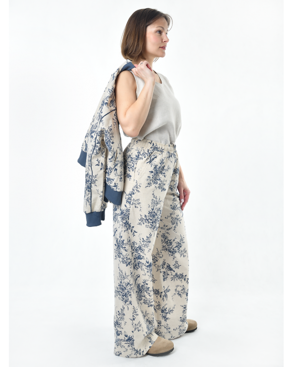 Жакет из льна женский #026, ткань "Райский сад"