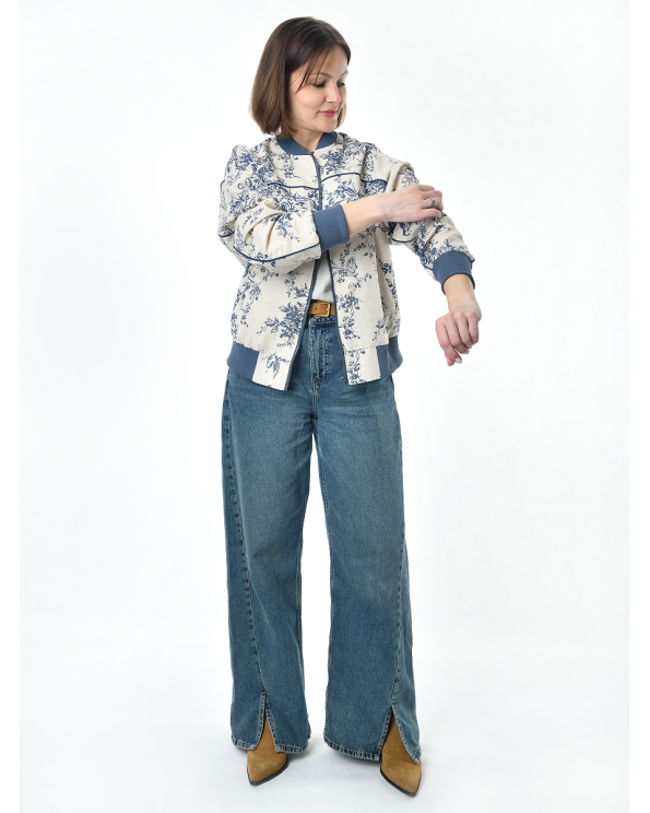 Жакет из льна женский #026, ткань "Райский сад"