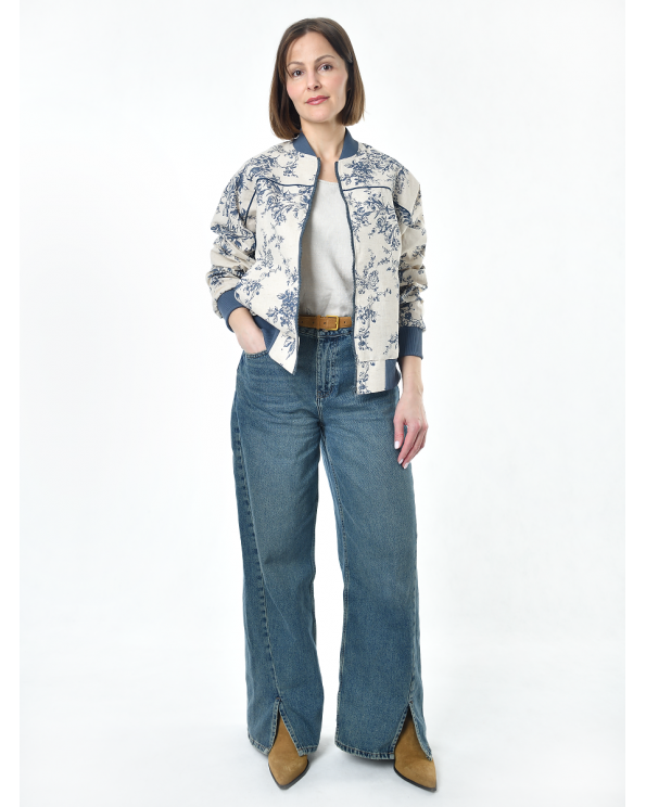 Жакет из льна женский #026, ткань "Райский сад"