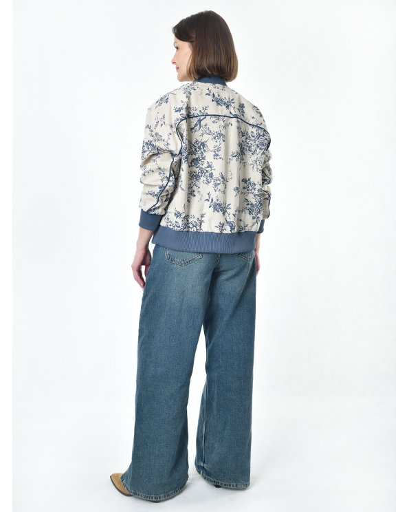 Жакет из льна женский #026, ткань "Райский сад"