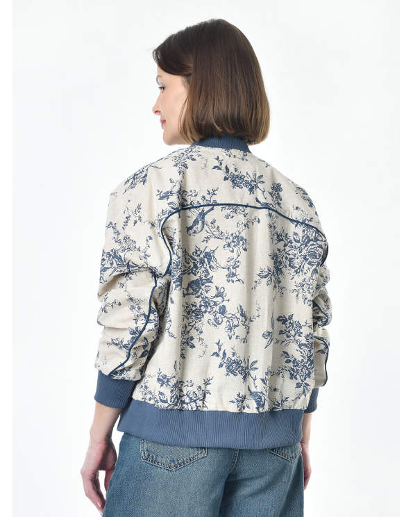 Жакет из льна женский #026, ткань "Райский сад"