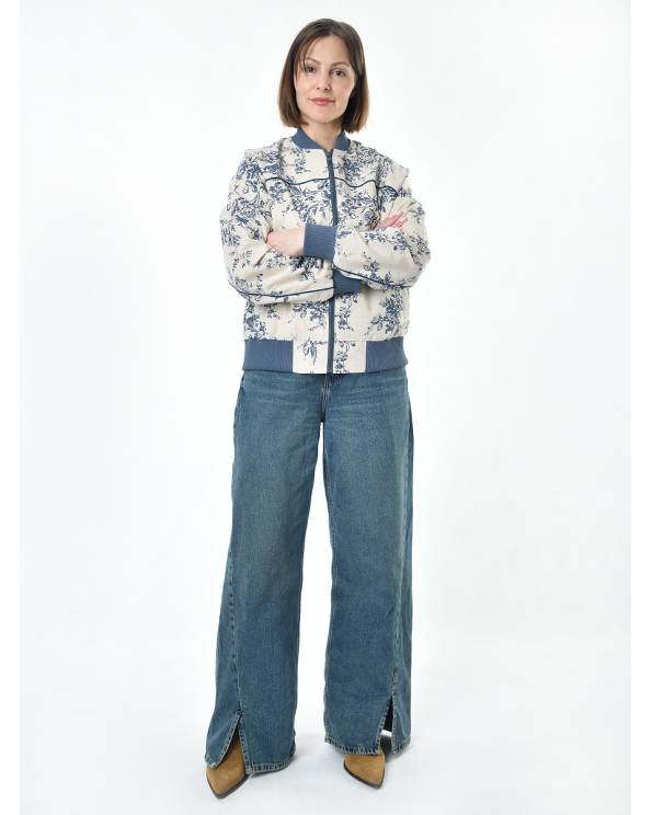 Жакет из льна женский #026, ткань "Райский сад"
