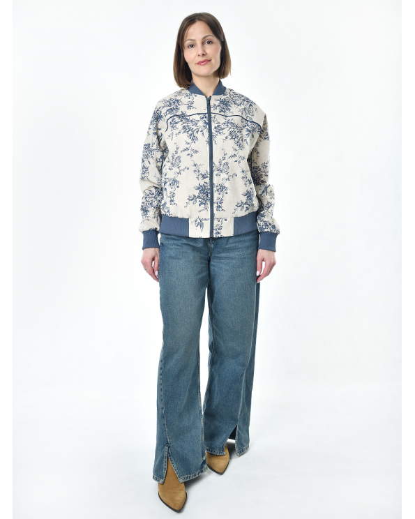 Жакет из льна женский #026, ткань "Райский сад"