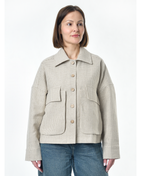 Жакет из льна женский #025, ткань "Гусиная лапка"