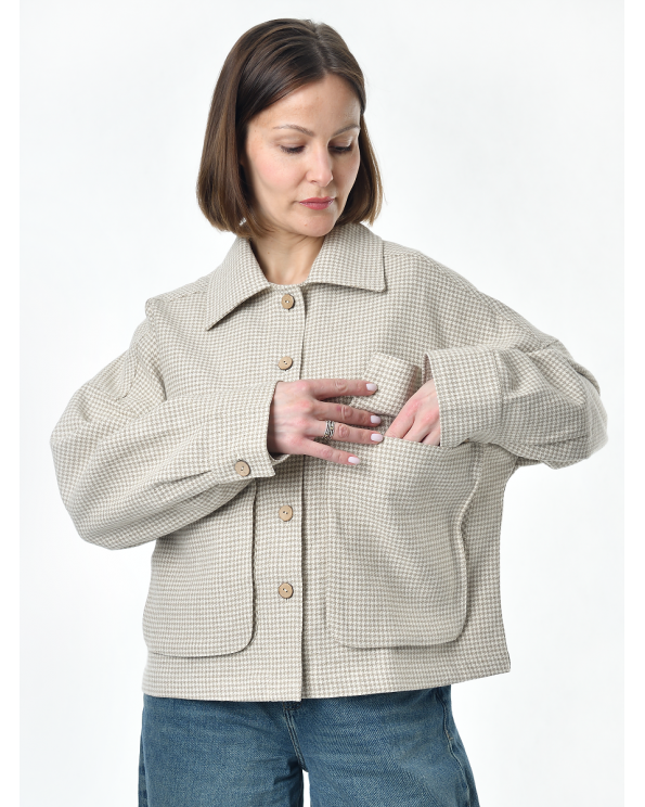 Жакет из льна женский #025, ткань "Гусиная лапка"