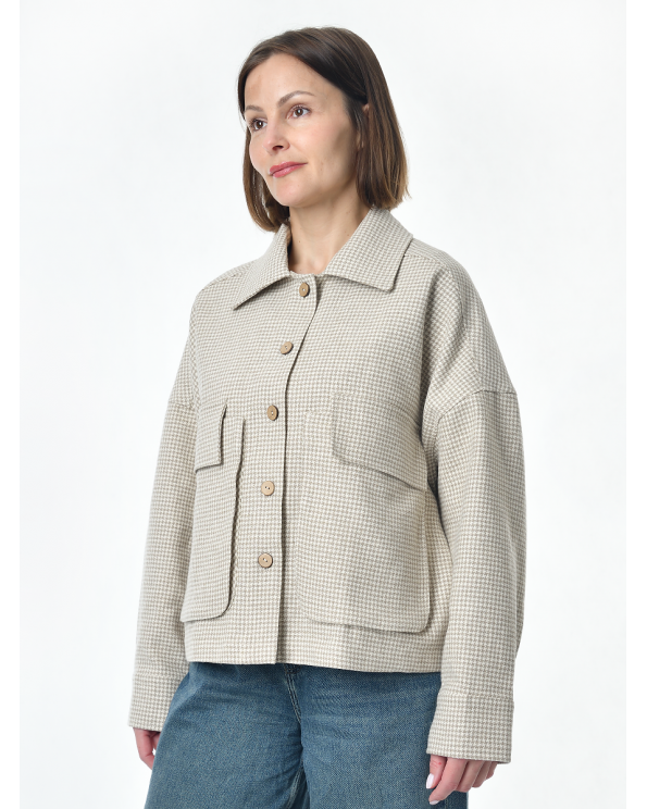 Жакет из льна женский #025, ткань "Гусиная лапка"