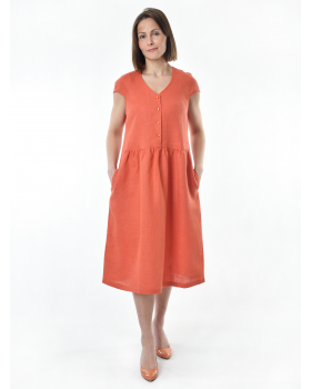 Платье льняное женское #114, цвет терракотовый