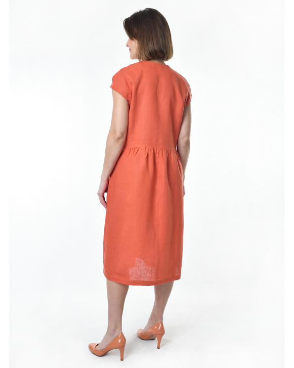 Платье льняное женское #114, цвет терракотовый