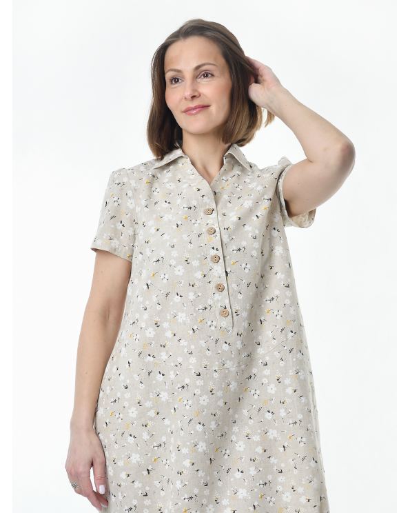 Платье льняное женское #115, "ромашки"