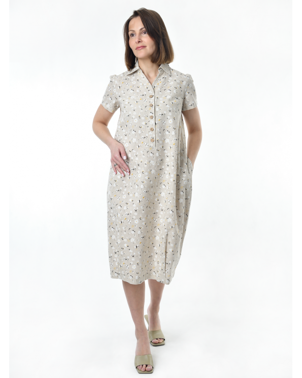 Платье льняное женское #115, "ромашки"