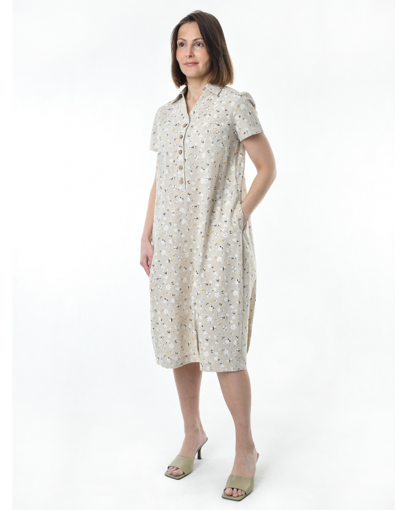 Платье льняное женское #115, "ромашки"