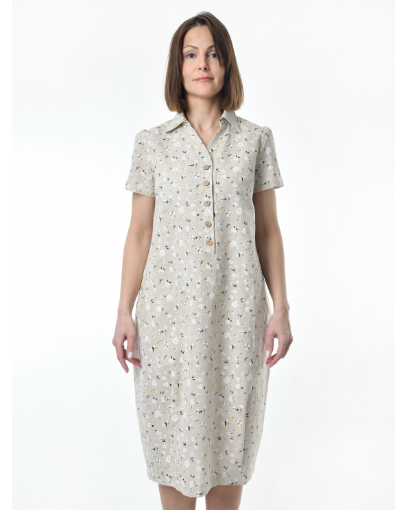 Платье льняное женское #115, "ромашки"