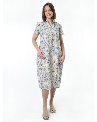 Платье льняное женское #115, "васильковый шёлк"