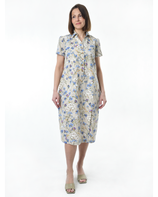 Платье льняное женское #115, "васильковый шёлк"