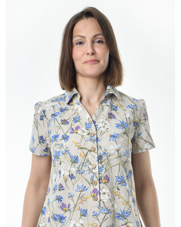 Платье льняное женское #115, "васильковый шёлк"