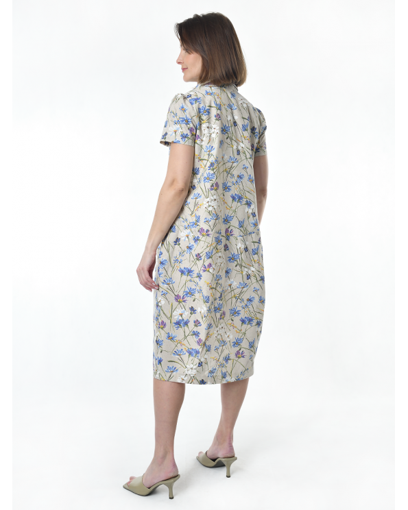 Платье льняное женское #115, "васильковый шёлк"