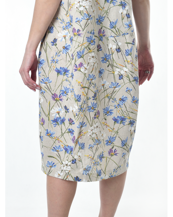 Платье льняное женское #115, "васильковый шёлк"