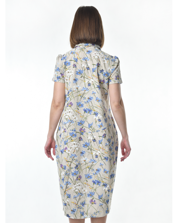 Платье льняное женское #115, "васильковый шёлк"