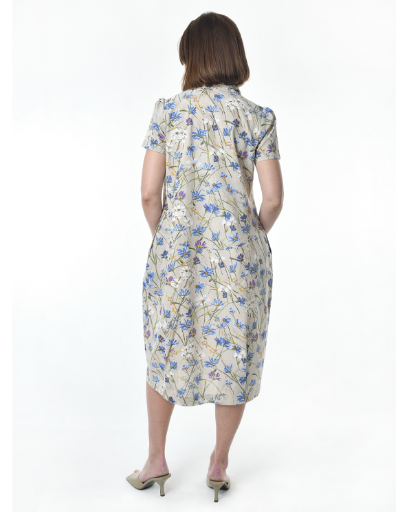 Платье льняное женское #115, "васильковый шёлк"