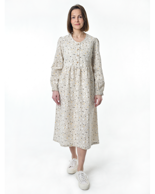 Платье льняное женское #117, "ромашки"