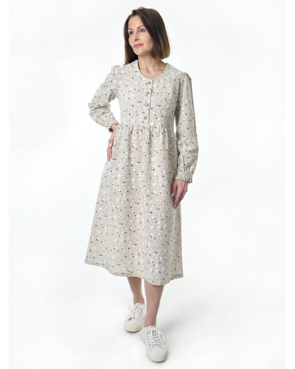 Платье льняное женское #117, "ромашки"