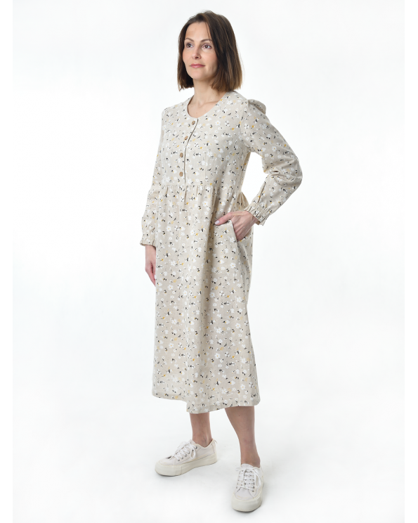 Платье льняное женское #117, "ромашки"