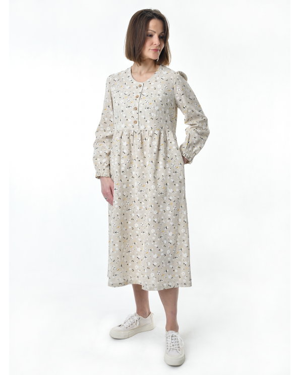 Платье льняное женское #117, "ромашки"