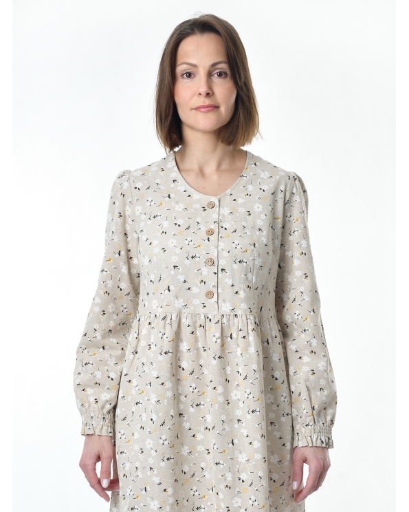 Платье льняное женское #117, "ромашки"