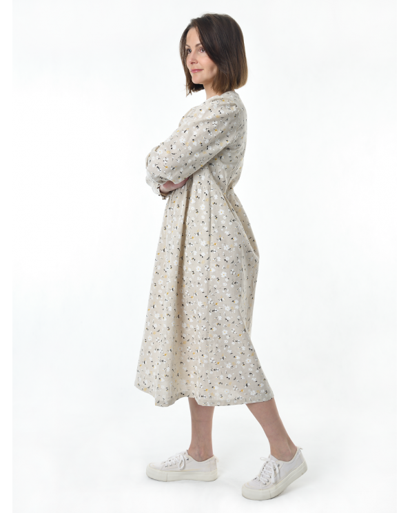 Платье льняное женское #117, "ромашки"
