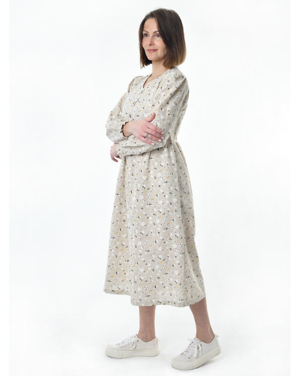 Платье льняное женское #117, "ромашки"