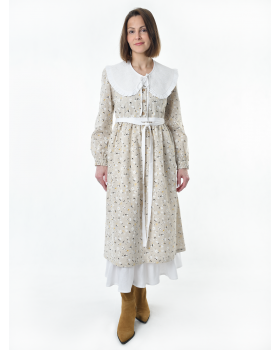 Платье льняное женское #117, "ромашки", комплект