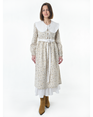 Платье льняное женское #117, "ромашки", комплект