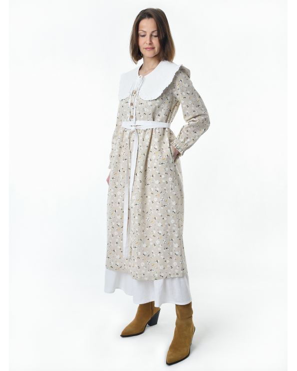 Платье льняное женское #117, "ромашки", комплект Платье льняное женское #117, "ромашки", комплект