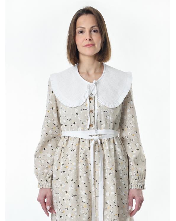 Платье льняное женское #117, "ромашки", комплект Платье льняное женское #117, "ромашки", комплект