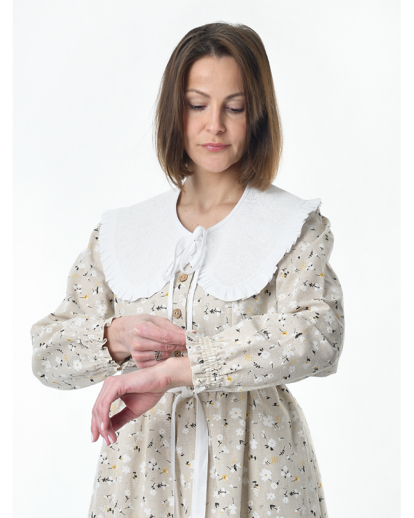 Платье льняное женское #117, "ромашки", комплект Платье льняное женское #117, "ромашки", комплект