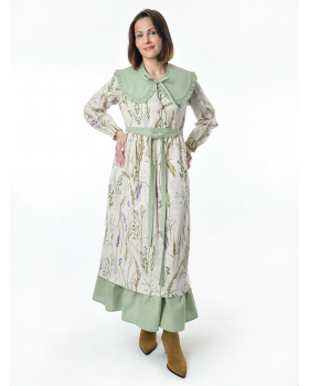 Платье льняное женское #117, "шалфей", комплект