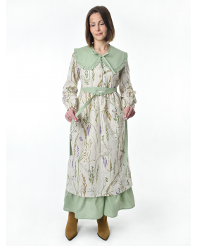 Платье льняное женское #117, "шалфей", комплект