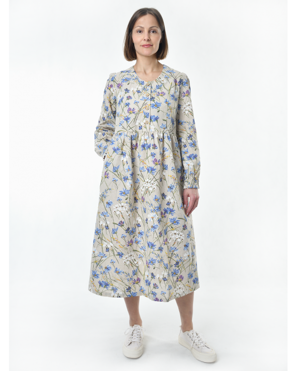 Платье льняное женское #117, "васильковый шёлк"