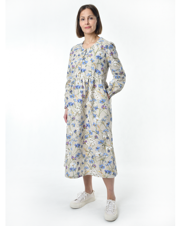 Платье льняное женское #117, "васильковый шёлк"