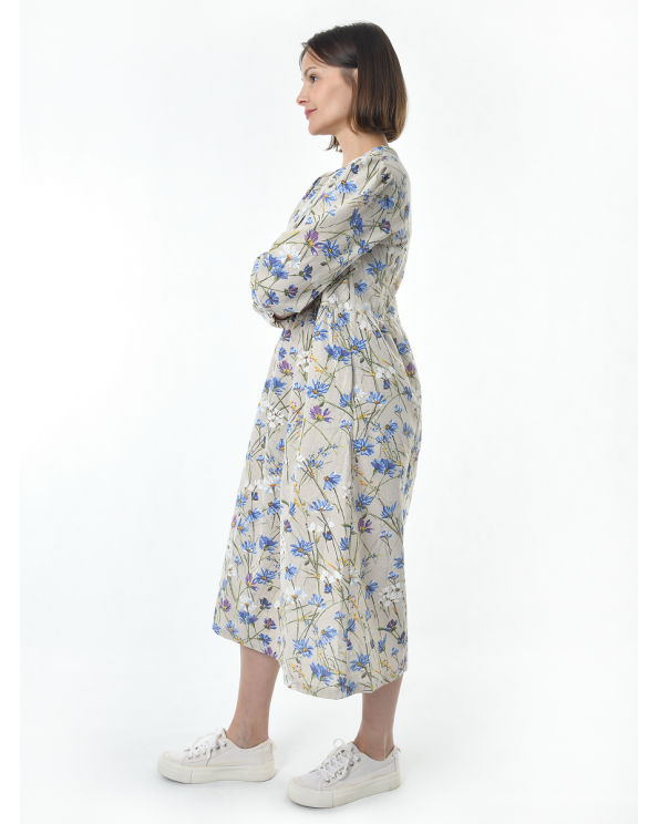 Платье льняное женское #117, "васильковый шёлк"