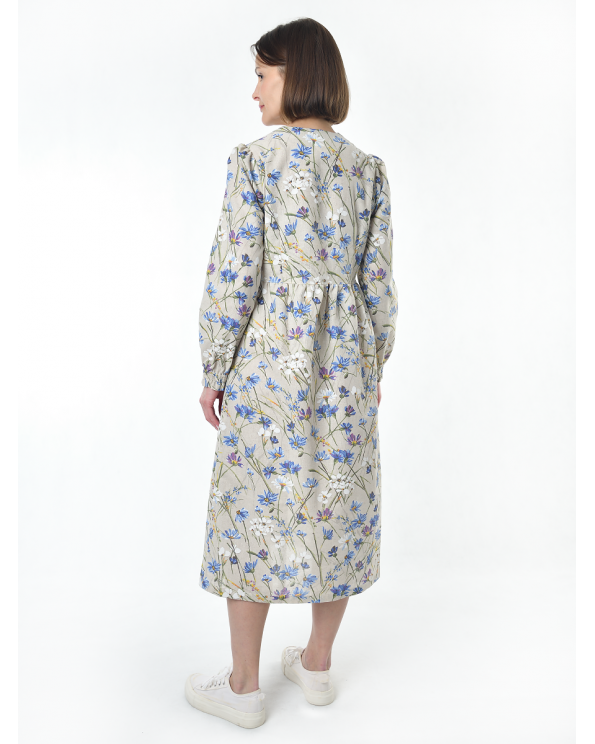 Платье льняное женское #117, "васильковый шёлк"