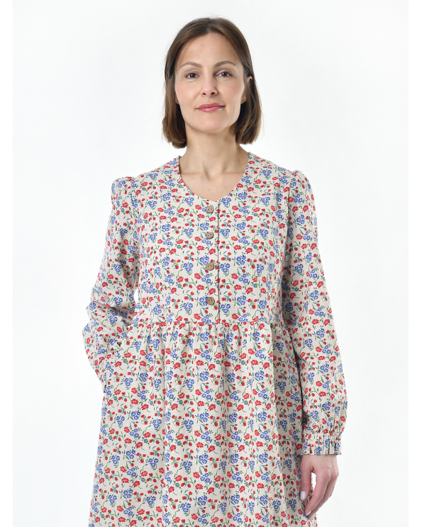 Платье льняное женское #117, "васильки"