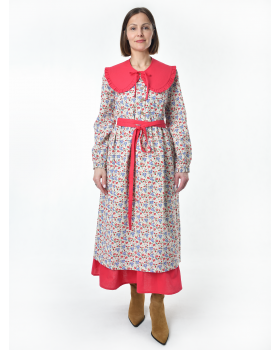 Платье льняное женское #117, "васильки", комплект