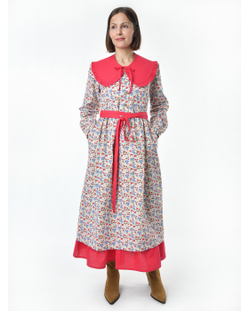 Платье льняное женское #117, "васильки", комплект