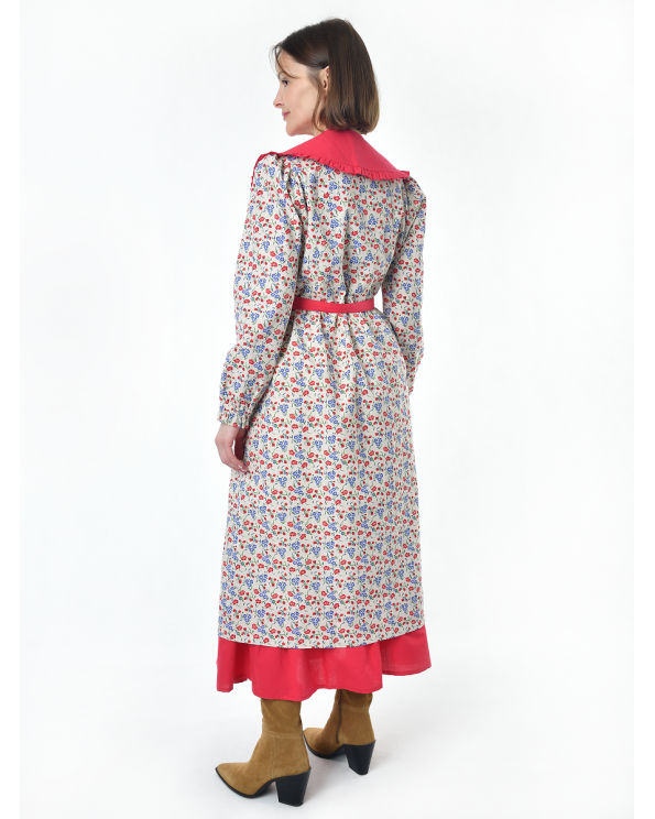 Платье льняное женское #117, "васильки", комплект